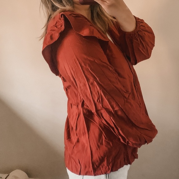 Universal Threads▪️Rust Ruffle Sleeves‎ Blouse. M - Picture 13 of 14